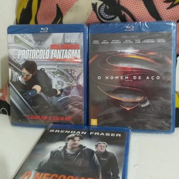 combo 3 blu-ray novos e lacrados o homem de aço, missão