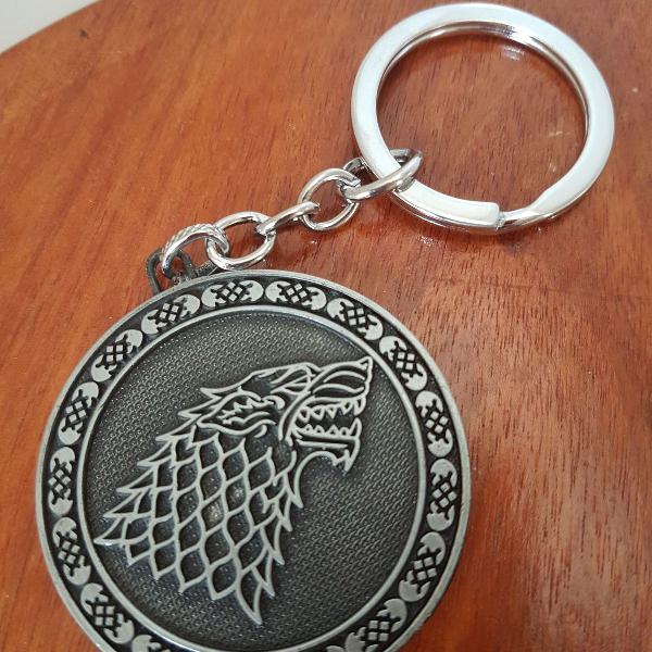 g-100 adorogeek chaveiro game of thrones stark prateado