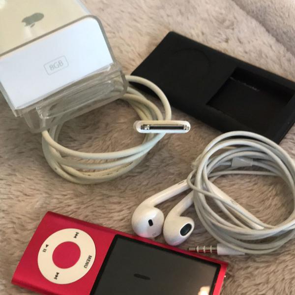 ipod nano 8gb rosa, com carregador, fone de ouvido da apple