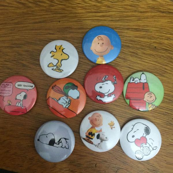 kit 9 bottons / botons snoopy / woodstock / charlie brown