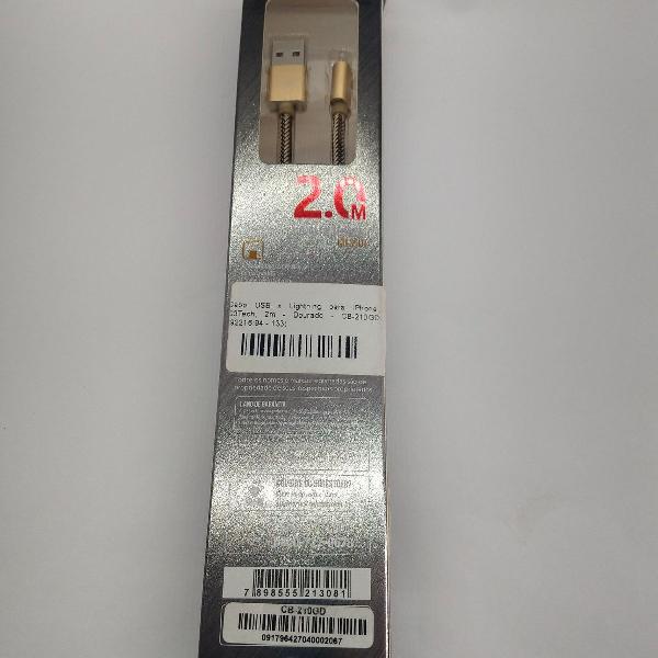 Cabo USB x Lightning para iPhone, C3Tech, 2m - Dourado -