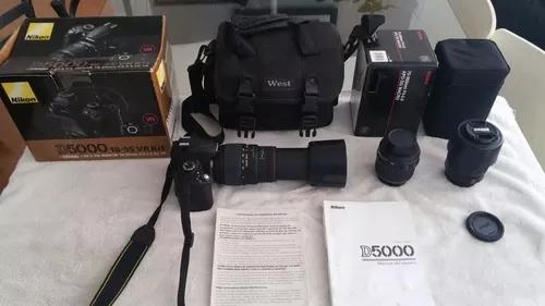 Camera Nikon Slr D5000 3 Lentes Praticamente S