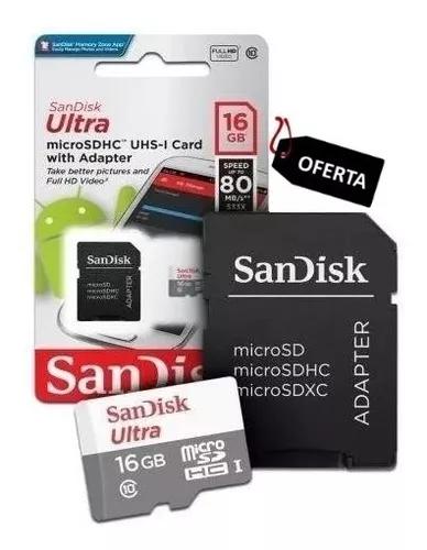 Cartão Micro Sd 16gb Sandisk Classe 10 Ultra 80mbs
