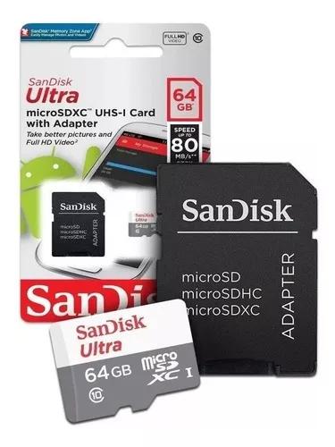 Cartão Micro Sd 64gb Sandisk Classe 10 Ultra Sdhc 80mb/s