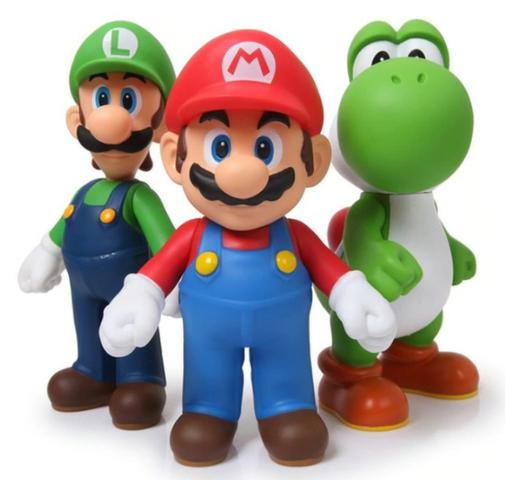 Coleção 3 Bonecos Mario, Luigi e Yoshi. LEIA!