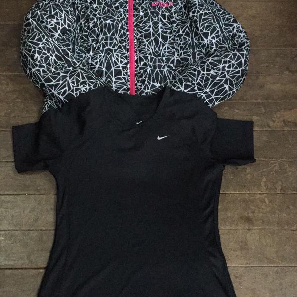 jaqueta asics grossa e camiseta nike