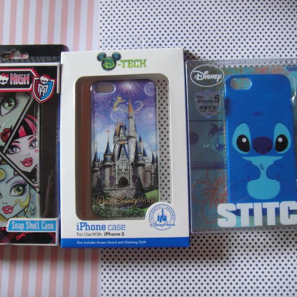 lote 3 capas iphone 5 e 5s disney, park disney e Monster