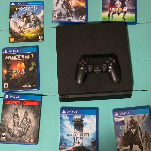 playstation 4 slim 500 gb e 7 jogos inclusos