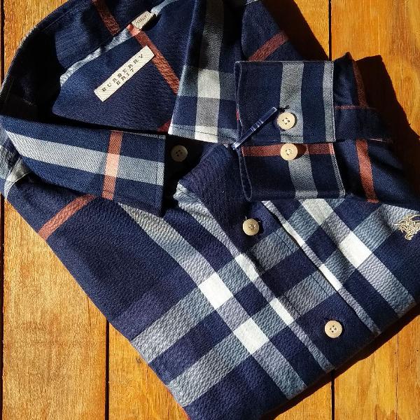 Camisa social Burberry xadrez azul