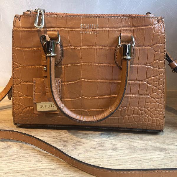 bolsa lorena camel croco schutz