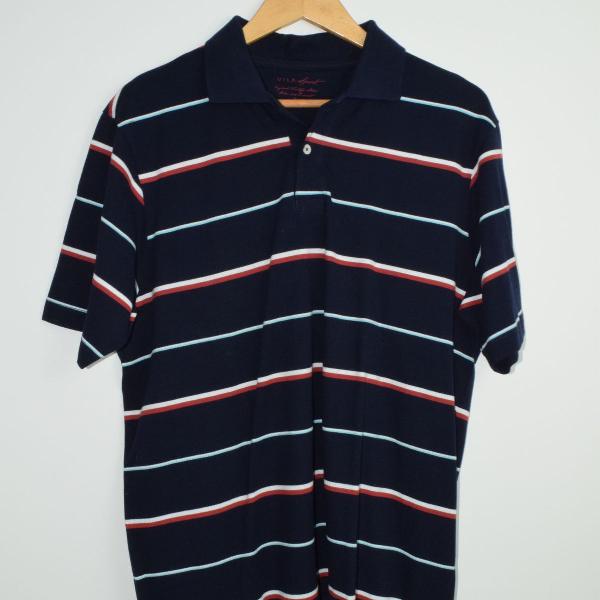 camisa, tipo polo, listrada marinho