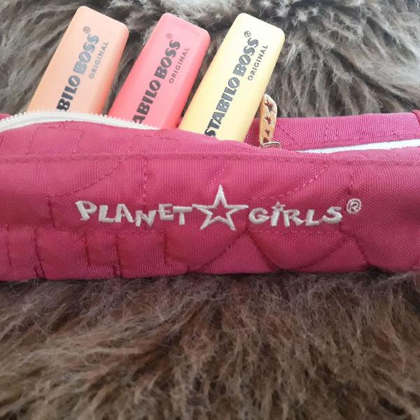 estojo rosa planet girls