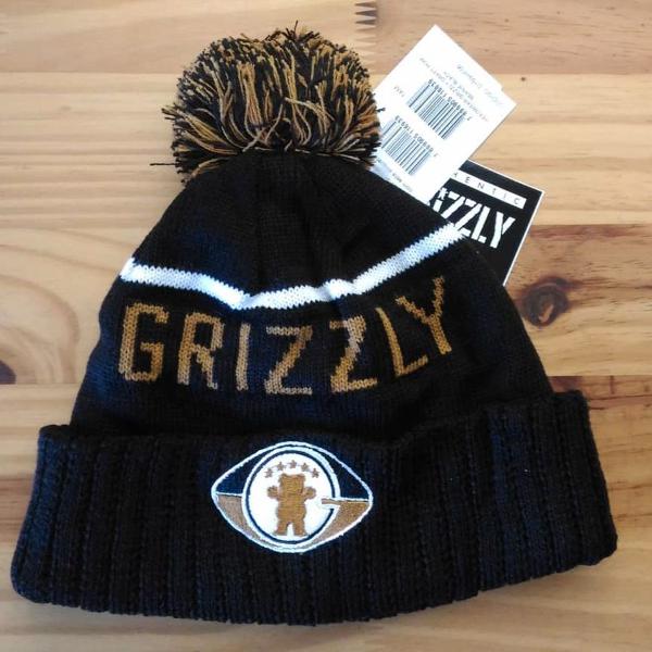 gorro grizzly preto pom pom logo bordado original