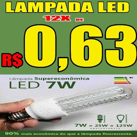 Valor R$ 7,50 Lâmpada Led 7w Bivolt E% Mais Econômico