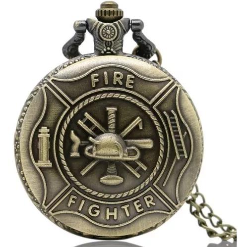 Relógio De Bolso Bronze Fire Fighter Bombeiros