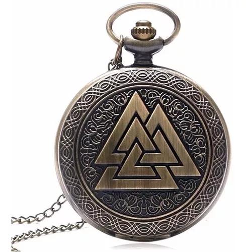 Relógio De Bolso Valknut Símbolo Nórdico Nó Mortos