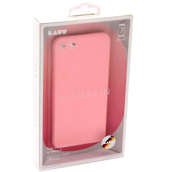 capa para iphone 7 rosa super slim 0,45mm laut c/2 peliculas