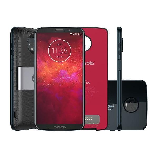 celular moto z3 play com power pack &amp; dtv edition indigo