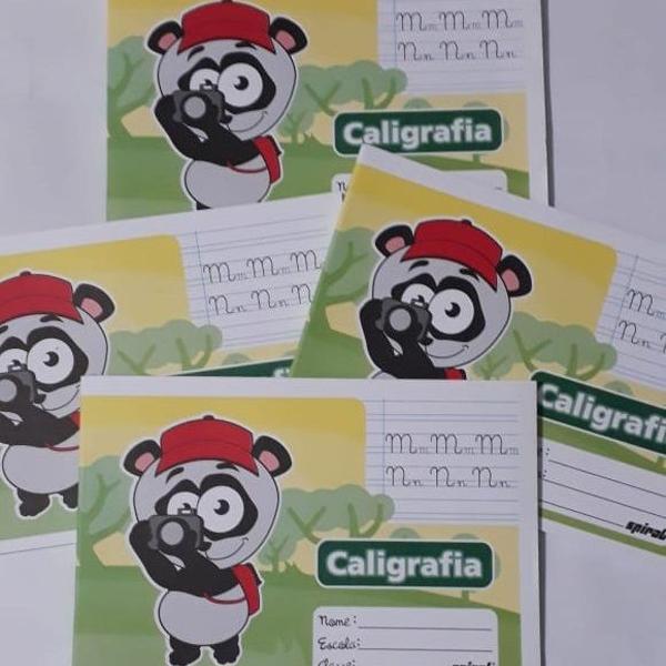 lote com 4 cadernos de caligrafia - spiral