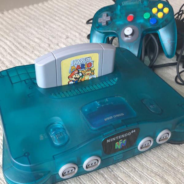 nintendo 64 azul translúcido