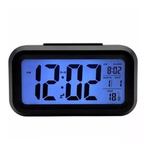 40 Relógio De Mesa Digital C/ Despertador Iluminado Preto