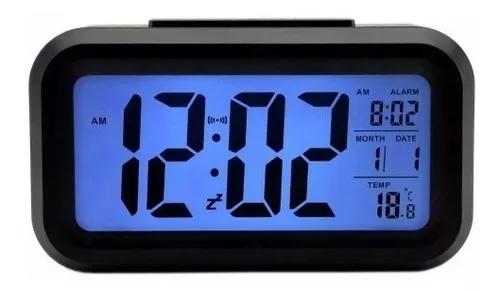 60 Relógio De Mesa Digital C/ Despertador Iluminado Preto