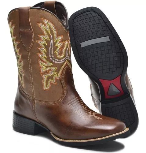 Bota Country Texana Couro Legitimo Bico