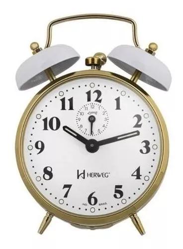 Despertador Herweg 2215 021 Branco Antigo Retrô Relógio
