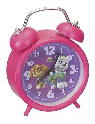 Relógio Infantil De Mesa Despertador Patrulha Canina Rosa