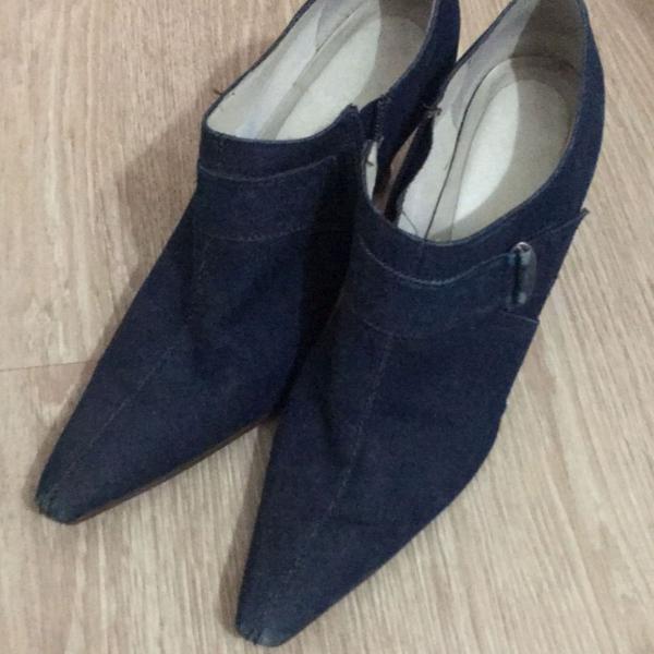bota jeans com salto em madeira 41