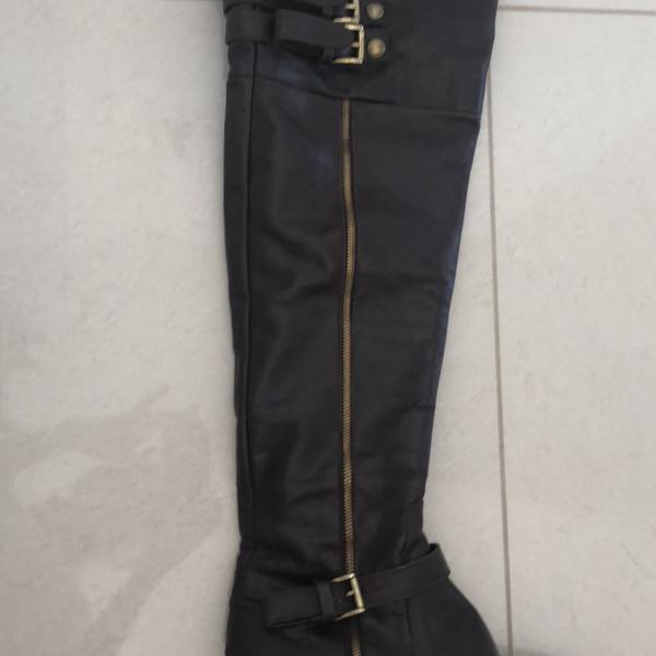 bota over knee marrom