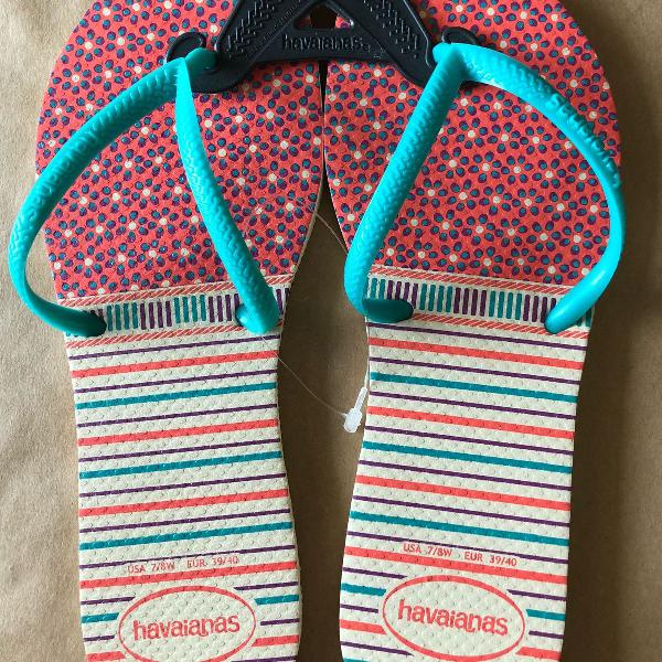 havaianas flat estampada verde