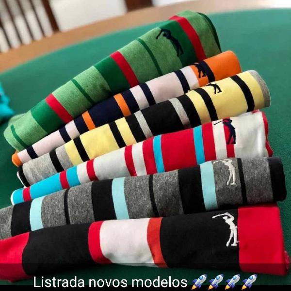 kit 3 Camisas listradas masculina A/L pólo