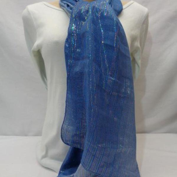 PASHMINA AZUL BRILHANTE DEGRADE EM SEDA 50CM X 1,50CM.