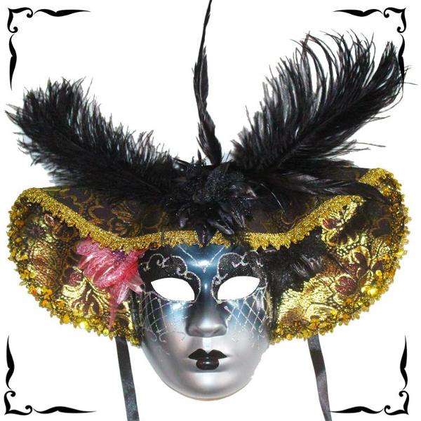 máscara veneziana feminina preta com dourado