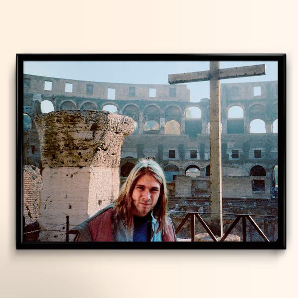 pôster fotográfico vintage | kurt cobain em roma