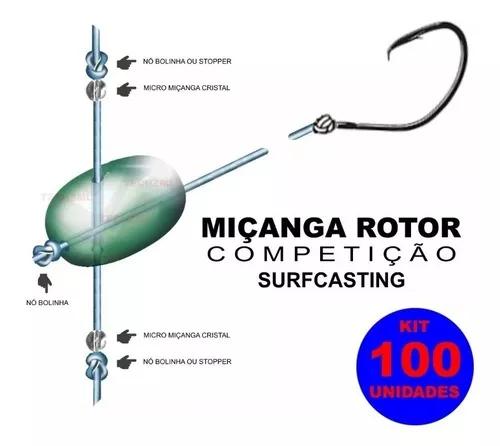 100 Miçanga Rotor Chicote Pesca Praia Incolor Transparente