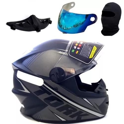 Capacete Fechado R8 Pro Tork + Viseira Iridiun + Narigueira