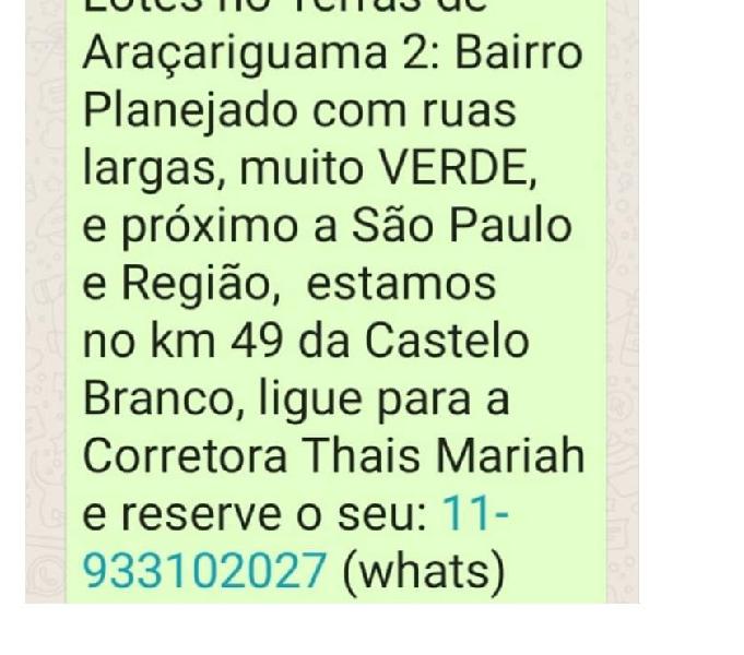 LOTEAMENTO INTERIOR DE SÃO PAULO, 50 KM DA CAPITAL