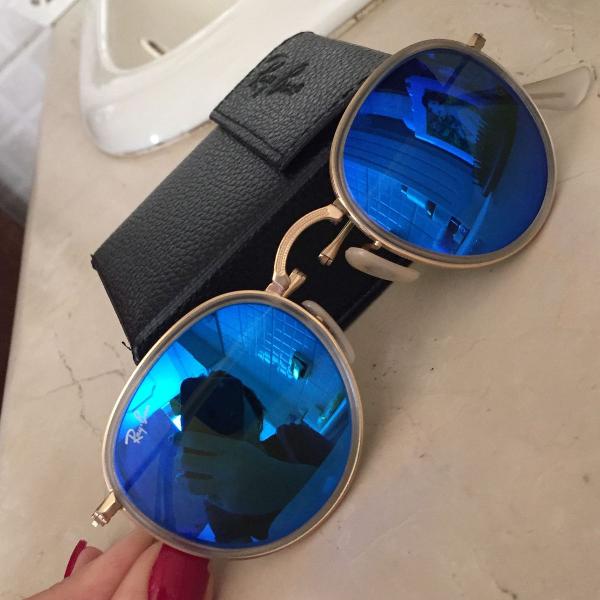 Oculos round dobrável espelhado