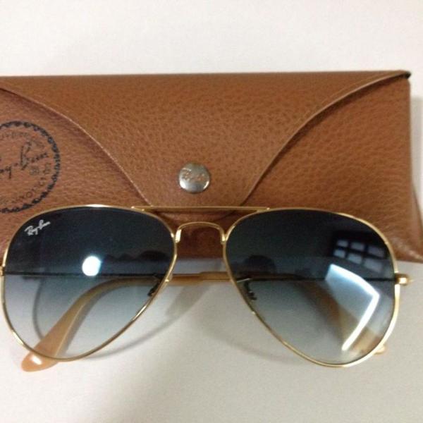 Ray-Ban Aviador Original Dourado Azul Degrade Médio