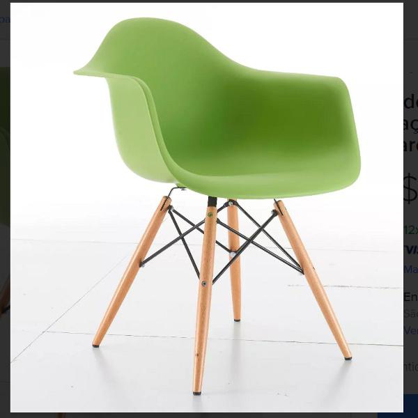 cadeira eames eiffel com braços madeira - verde claro
