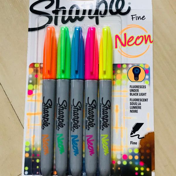 canetas marcadores permanente sharpie neon