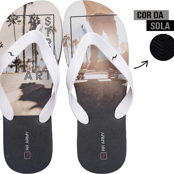 chinelo masculino branco rr army solado street art 100676