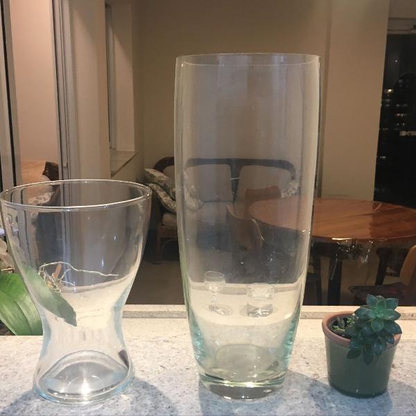conjunto de vasos decorativos de vidro