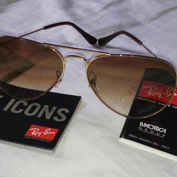 culos ray ban aviador aviator dourado 3025 58