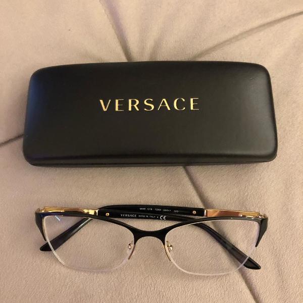 oculos de grau versace preto e dourado