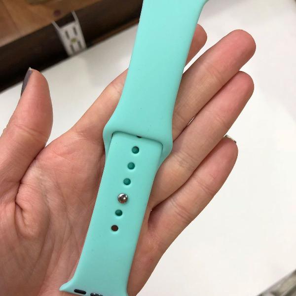 pulseira apple watch silicone 42mm verde água