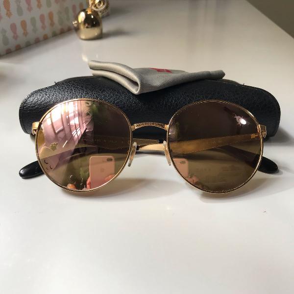 rayban espelhado rosa/dourado