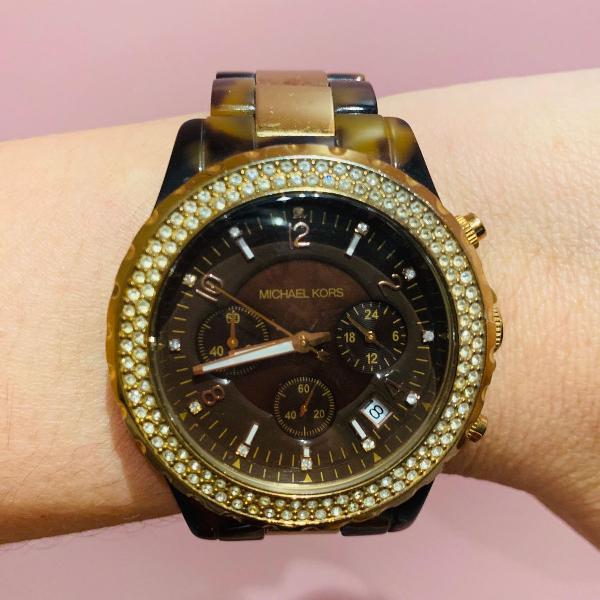 relógio michael kors mk tartaruga com rose